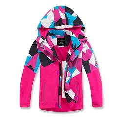 Kinder Windjacke Jacke Übergangsjacke Outdoorjacke Freizeitjacke für Jungen und Mädchen (Rosa/Mehrfarbig 122/128) von Juminox