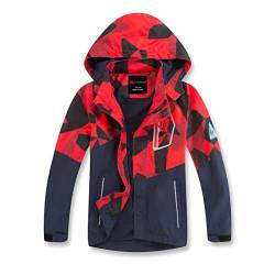 Kinder Windjacke Jacke Übergangsjacke Outdoorjacke Freizeitjacke für Jungen und Mädchen (Rot, 110/116) von Juminox