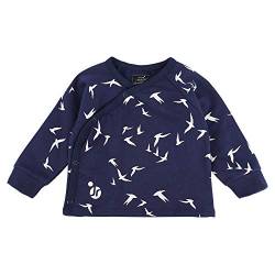 Jumpster Baby Wickeljacke | Mädchen & Jungen | 100% Bio-Baumwolle | Hergestellt in der EU | Langarm Wickelshirt | Eco Blue Swallows Blau 74/80 von Jumpster