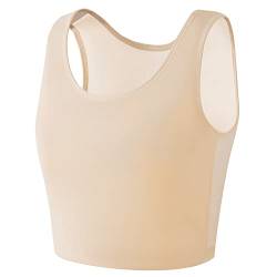 Jumwa Brust Binder Transgender FTM halb Pullover Tank Top Kompression BH für Damen, Nude, 3XL von Jumwa