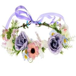 June Bloomy Blumenmädchen-Hochzeitshaarschmuck, Brautblumenkrone, Frühlingskranz, Boho-Girlande, Heiligenschein (Lavendel) von June Bloomy