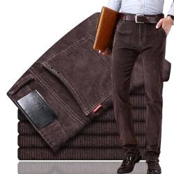 Juneyou Cordhose für Herren, klassische Passform, gerade Passform, flache Vorderseite, lässig, lockere Stretch-Kordsamt, coffee, 54 von Juneyou