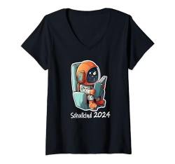 Kinder Schulanfang Schulkind, Einschulung 2024, Astronaut mi T-Shirt mit V-Ausschnitt von Junge Mädchen, Schulanfang, Raumfahrt und lesen