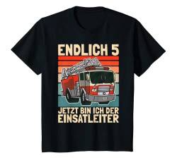 Kinder 5 Jahre Jetzt Bin Ich Einsatzleiter Vintage Jungen Feuerwehr T-Shirt von Jungen Feuerwehr Designs Zum Kindergeburtstag