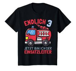 Kinder Jetzt Bin Ich Einsatzleiter Endlich 3 Jahre Jungen Feuerwehr T-Shirt von Jungen Feuerwehr Designs Zum Kindergeburtstag