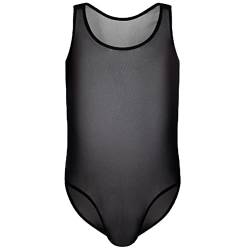 Herren Body Bodysuit Durchsichtig Stringbody Overall Ouvert Mesh Netzbody Jumpsuit Unterhemd Körperformung Boxer Unterwäsche Männer Unterwäsche Fischnetz Dessous Clubwear (XL,Schwarz) von Jungerhouse