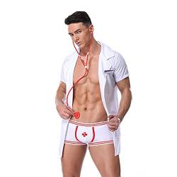 Herren Sexy Dessous Set Unterwäsche Männer Bodysuit Kellner Kostüm Reizwäsche Cosplay Dessous Zubehör Männer Weste Anzug mit Strings Slips Boxershorts Clubwear (Style 20194,Einheitsgröße) von Jungerhouse