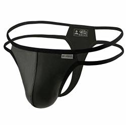 Herren Sexy Jockstrap Mini Wetlook String Tanga PU Kunstleder Thong Metallic Bikini Slip T-Back Männer G-String Slips Briefs Ouvert Unterhose G-Strings Unterwäsche (XL,Schwarz) von Jungerhouse