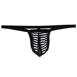 Herren String Tanga Jockstrap sexy unterwäsche Mankini Slip für Männer Low Rise G-String Atmubgsaktiven Mini Unterhose Micro Thong (XL,Schwarz) von Jungerhouse