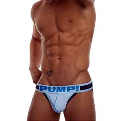 Herren String Unterwäsche Männer Jockstrap Unterhose Baumwolle Jock Strap Push Up G-String Slips Gay Suspensorium Tanga Dessous Briefs Atmungsaktiv Thong Zeige Die Hüften (M,Hellblau) von Jungerhouse