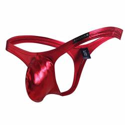 Herren Tanga sexy Unterwäsche Männer String Thong Wetlook Kunstleder Unterwäsche Erotik Unterwäsche T-Back Unterhosen G- String Slips Clubwear (S,Rot) von Jungerhouse