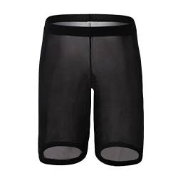 Herren Transparente Boxershorts Netz Shorts Lange Bein Boxer Shorts Männer Atmungsaktive Unterwäsche Sexy Unterhose (XXL,Schwarz) von Jungerhouse