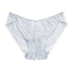 Jungerhouse Damen Sexy Spitze Slips Charmant Crotchless Panties Atmungsaktive Ouvert-Slip Höschen Hohl Strings Unterwäsche Transparente Ouvertslip Tanga Offenem Schritt Unterhosen Thong (L,Hellgrau) von Jungerhouse