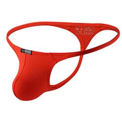 Jungerhouse String Tanga Herren Jockstrap sexy Unterwäsche Männer Slips Thong Sport G-String Weich Dessous Erotik Low-Rise Briefs T-Back Ouvert Sissy Ministring Höschen Stretchy Hipster (L,Rot) von Jungerhouse