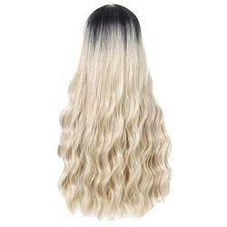 Blond Perücke Damen Perücke Perücke Shadow Synthetik lang Für Damen Perücke lockig Damenperücke Irokesen Perücke Herren (D, One Size) von Junhasgood