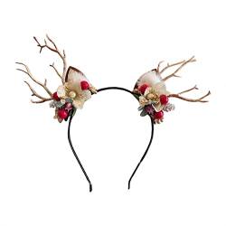 Chemo Turban Weihnachts-Haarreifen, mehrfarbig, handgefertigt, Rattan-Kranz/Zügel, niedliche Weihnachts-Haarreifen für die Weihnachtsfeier Haarbänder Boho Haarreifen (I, One Size) von Junhasgood