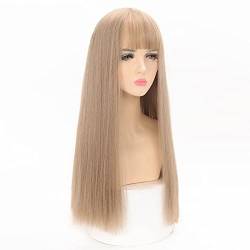 Haarband Männer Blond Perücke Upgrade Hair Air Langes langes glattes Haar Volle natürliche Kopfbedeckung Weibliche Perücke Perücke Cosplay Schulterlang (A, One Size) von Junhasgood