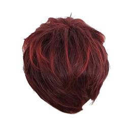 Herren Perücke Echthaar Look Full Perücke sexy natürliche Welle Perücke kurze synthetische Bob-Frauen brasilianische Perücke Coole Kostüme Halloween (red-a, One Size) von Junhasgood