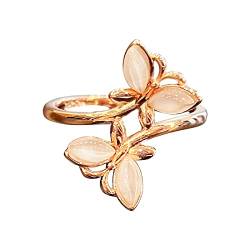 Junhasgood Her Der Ringe Mode Exquisite Vintage Opal Ringe für Frauen Verlobungsring Schmuck Geschenke Rechteck Ringe (Rose Gold, 8) von Junhasgood