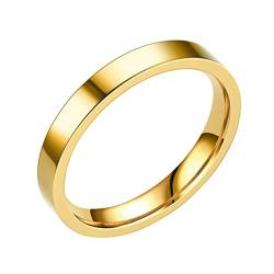 Junhasgood Ringbox Für 2 Ringe 3MM Edelstahl Massive Ringe Ehering Ringe Für Frauen Ringe Für Männer Glatte Ringe Geometrie Ringe Größe 6 13 Ringe Decke (Gold, 10) von Junhasgood