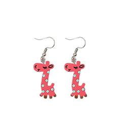 Junhasgood Runde Ohrringe Silber 925 Cartoon niedliche Giraffe baumeln Ohrringe Geburtstagsgeschenke für Frauen Mädchen Ohrringe Mit Drehverschluss (Hot Pink, One Size) von Junhasgood