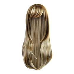 Limei lange blonde Perücke Mode Damen Seide gerade Perücken für Mädchen freundlich Kunsthaar Mix Farbe Party Cosplay Warm bis Aschblond Perücken für Frauen Faschingsperücken Damen (Yellow-d, One Size) von Junhasgood