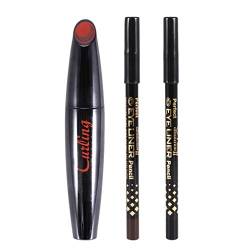 Mens Mascara Mascara + Eyeliner Color Thick Makeup Natural Set Curler Double Pen Mascara Clean Mascara (Black-2, One Size) von Junhasgood