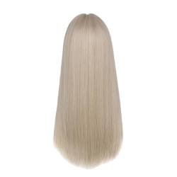 Perücke Cosplay weiße blonde Perücke, weiblich, volle Länge, langes glattes Haar Extensions Zopf (Gold, One Size) von Junhasgood