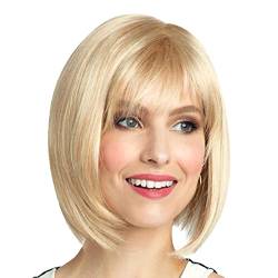 Perücke Mit Bart Modische kurze Bob-Perücke in goldener Farbe mit für Frauen Stilvolles blondes Perücken-Set Perücke Gelb Glatt (a-Pink, One Size) von Junhasgood