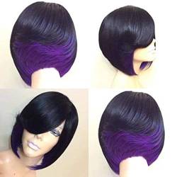 Perücken Lange Haare Silber Vollperücke Perücke kurz voll cool Perücke Cover Perücke Sexy Styling Perücke Perücke Engel (Purple, One Size) von Junhasgood