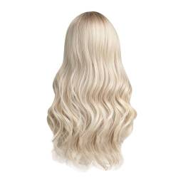 Schaufensterpuppe blonde Perücke, weiblich, langes Haar, natürliche Mode, große Welle, voller, Perücken-Set Strähnen (Gold, One Size) von Junhasgood