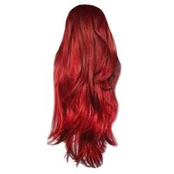 Toupet Echthaar Blond Braune Highlight-Ombres-Echthaarperücken für Damen, lange brasilianische Haarperücken Perücke Damen Rot Kurz (Red #3, One Size) von Junhasgood
