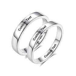 Junikool Gravierte Versprechen Ringe Personalisierter Name Ring Gravur Custom für Beste Freunde Paare Männer Frauen Männer Her Him Eheringe Pinky Daumen Liebe Einfache Sterling Silber von Junikool