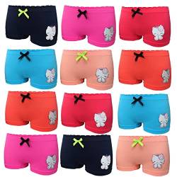 Junione 12er Pack Mädchen Pantys Unterhose Unterwäsche Slips Kids Shorts Schlüpfer Katze (12er Pack, 122-128) von Junione