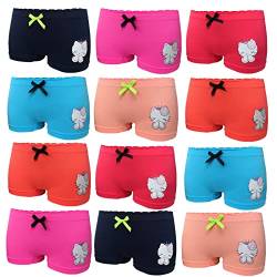 Junione 12er Pack Mädchen Pantys Unterhose Unterwäsche Slips Kids Shorts Schlüpfer Katze (12er Pack, 134-140) von Junione
