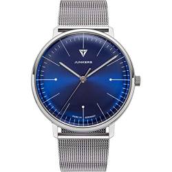 Junkers Bauhaus 40mm Analog Quarz Herrenuhr Edelstahlarmband blau 9.08.01.01.M von Junkers