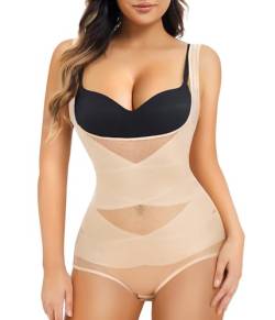 Junlan Body Shapewear Damen Bauchweg Bodysuit Figurenformend Damen Body Shaper Formbody Miederbody Taillenformer Damen Bauchweg Body (Beige, 4XL) von Junlan