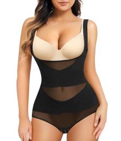 Junlan Body Shapewear Damen Bauchweg Bodysuit Figurenformend Damen Body Shaper Formbody Miederbody Taillenformer Damen Bauchweg Body (Schwarz, 3XL) von Junlan