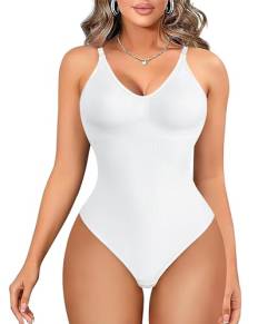 Junlan Figurformender Body für Damen, figurformender Body für Damen, Bodysuit, Schlankheitsunterwäsche, Shaper Shaping Shapewear, verstellbarer Schulterriemen, Weiß, 3XL/4XL von Junlan