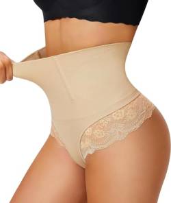 Junlan Shapewear Damen Miederslip Body Shaper Bauchweg Hohe Taille Nahtlos Mieder Unterhose Miederhose Damen Bauchweg String Shaping UnterwäSche(Beige,2XL) von Junlan