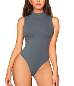 Junlan Shapewear Damen Stehkragen-Design Shape up Bodysuit Sculpting Body Shaper Damen Sleeveless Top Bodysuit Women (Grau, L) von Junlan