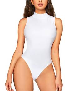 Junlan Shapewear Damen Stehkragen-Design Shape up Bodysuit Sculpting Body Shaper Damen Sleeveless Top Bodysuit Women (Weiß, M) von Junlan