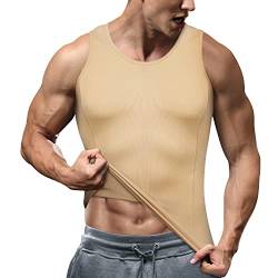 Junlan Unterhemd Herren Body Shapewear Kompressionsshirt Herren Workouts Tank Top Herren Bauch Weg Männer Compression Shirt Herren (as3, Alpha, x_s, s, Regular, Regular, Beige, XS-S) von Junlan