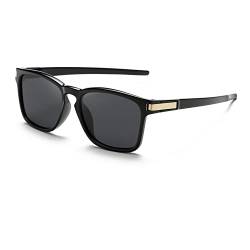 Junsika Polarisierte Sonnenbrillen FüR Herren Klassische Modische Quadratisch Unisex Schwarze Sonnenbrille UV400 Schutz von Junsika