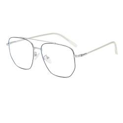 Junsika Quadratische Pilotenbrille Blaulichtfilter Brille für Damen und Herren Klassische Vintage Silber Schwarz Pilotenbrille Metallrahmen Computer Brille von Junsika