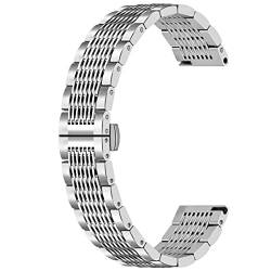 Juntan 20mm Mesh Watch Armband Ersatzarmbänder für Edelstahluhren Silber Quick Release Uhrenarmband für Männer Frauen Metall Schmetterlingsknopf von Juntan