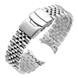 Juntan 22mm Edelstahl Uhrenarmband Gebogene Enden Konisch Flexibles Metall Armband Silber Schwarz Ersatzarmband Faltschließe von Juntan