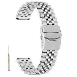 Juntan 3D Uhrenarmbänder 22mm Quick Release Uhrenarmband für Frauen Männer Sport Ersatzgurt Konisches Armband Silber von Juntan