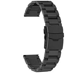 Juntan Klassisch Armband 24mm Edelstahluhr Ersatzarmband für Männer Frauen Uhrenarmband mit Metallverschluss schwarz von Juntan