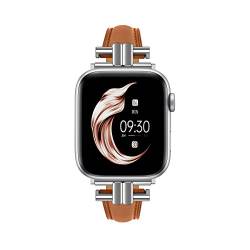 Juntan Leder Slim Band Kompatibel für Apple Watch 38mm 40mm 41mm, Echtes Braun Leder I-Shape Strap Ersatz Armband mit Edelstahl Schnalle für iWatch Frauen Bands Serie 8 7 6 5 4 3 2 1 SE von Juntan